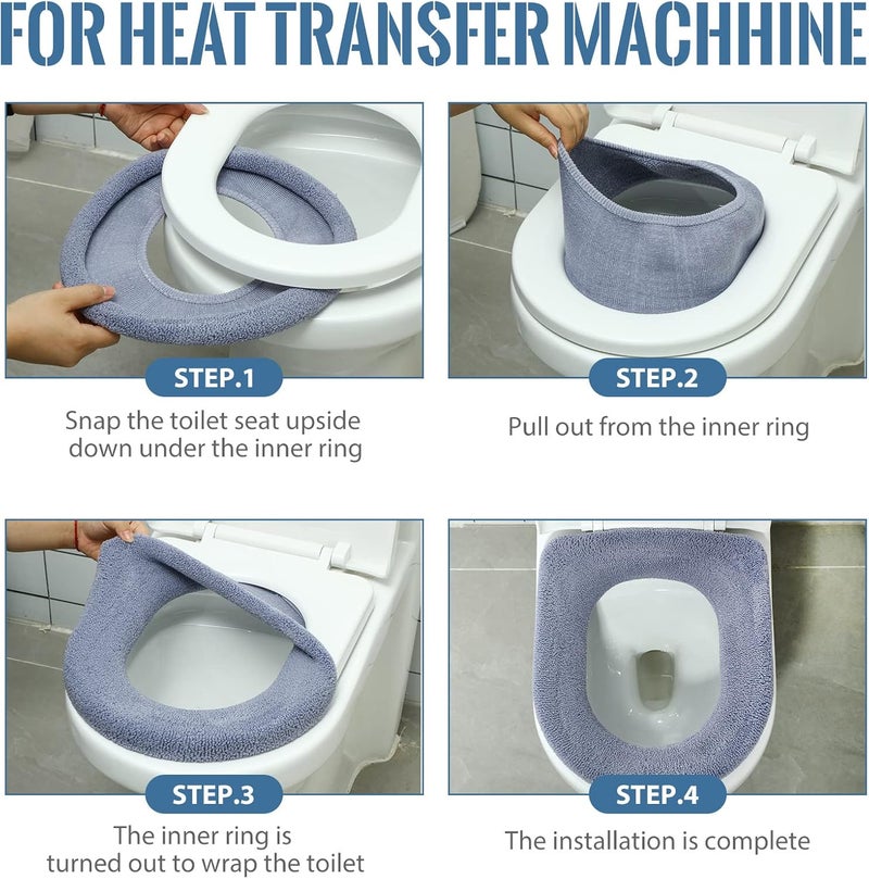 Kingdder 8 Pcs Toilet Seat Cover Washable for Bathroom Elongated Toilet Seat Cushion Pads Soft Stretchable Toilet Seat Warmer Thicker Easy Installation Commode Seat Cover Decors, 8 Colors(Flat) - Image 5